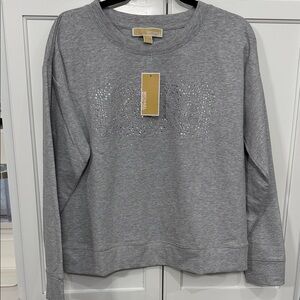 Michael Kors Gray Sweatshirt with Embellishments | Size Medium